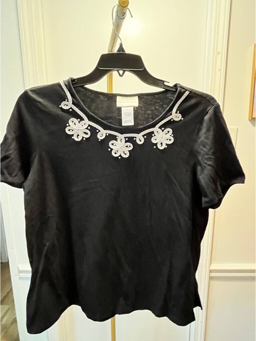 Chic Alfred Dunner Black Embellished Top Size L